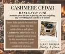 A product description card for the fragrance Cashmere Cedar detailing everything noted in the product description.