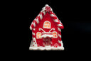 Red & White Handcrafted Clay LED Candy Cane Houses w/Timer