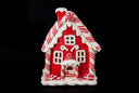 Red & White Handcrafted Clay LED Candy Cane Houses w/Timer