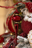 Red & Gold Glitter Glass Finial Ornaments (Set of 3)
