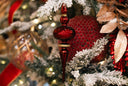 Red & Gold Glitter Glass Finial Ornaments (Set of 3)