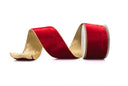 Red Velvet Ribbon with Gold Trim