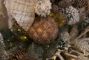 Assorted Glittered Brown Quilted Glass Ornaments