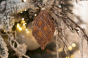 Assorted Glittered Brown Quilted Glass Ornaments