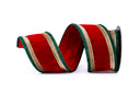 Red Velvet Ribbon with Gold and Green Trim