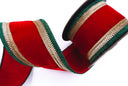 Red Velvet Ribbon with Gold and Green Trim