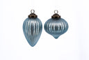 Antique Blue Frost Glass Ornament (Set of 2)