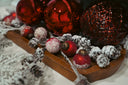 Mini Snowy Dark Red Ornaments - Set of 12