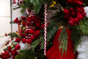White & Red Spiral Glass Icicle Ornament