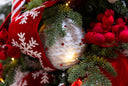White Yarn & Red Jewel Ornament