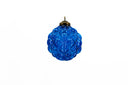 Blue Glass Textured Ornaments - Set of 2