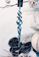 Blue & Clear Glass Finial Ornament