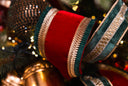 Red Velvet Ribbon with Gold and Green Trim