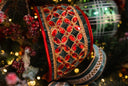 Green Velvet & Red Floret Center with Metallic Red Trim