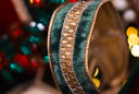 Green Velvet Ribbon With Jeweled Center