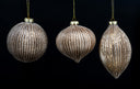 Champagne Glitter Ribbed Ornament Set