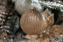 Champagne Glitter Ribbed Ornament Set