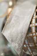 Gold Edged White Velvet Ribbon