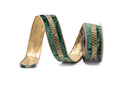 Green Velvet Ribbon With Jeweled Center