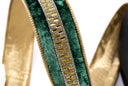 Green Velvet Ribbon With Jeweled Center