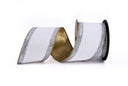 White Velvet Ribbon w/ Crystal Jewel Trim 4"x5yds