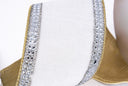 White Velvet Ribbon w/ Crystal Jewel Trim 4"x5yds