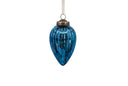 Mirrored Blue Crackled Glass Ornaments (Set of 2)
