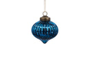 Mirrored Blue Crackled Glass Ornaments (Set of 2)
