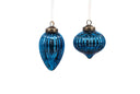 Mirrored Blue Crackled Glass Ornaments (Set of 2)