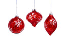 Transparent Red Snowflake Ornaments (Set of 3)