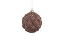 Assorted Glittered Brown Quilted Glass Ornaments