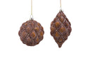Assorted Glittered Brown Quilted Glass Ornaments