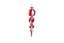Assorted Red, White, & Clear Glass Swirl Finial Ornaments (Set of 3)