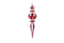 Assorted Red, White, & Clear Glass Swirl Finial Ornaments (Set of 3)