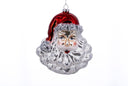 Glittered Blown Glass Santa Head Ornament