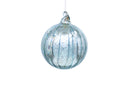 Light Blue Ribbed Mercury Glass Round Ornament