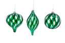 Green & Clear Glass Swirled Ornaments (Set of 3)