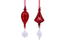 Red Swirl With Clear Hanging Crystal Ornaments (Set of 2)
