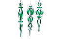 Green, White, & Clear Glass Swirl Finial Ornaments (Set of 3)