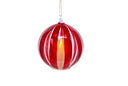 Light Up Red Stripe & Clear Glass Ornament