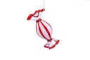Hand-Painted Red & White Glass Candy Ornaments
