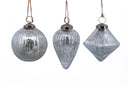 Silver Crackle Glass Ornament Set
