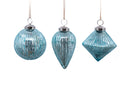 Aqua Crackle Glass Ornament Set