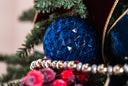 Blue Glass Textured Ornaments - Set of 2
