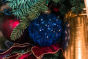 Blue Glass Textured Ornaments - Set of 2