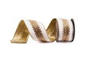White Velvet Ribbon w/ Jeweled & Gold Art Deco Center