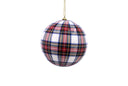 White Plaid Ball Ornament