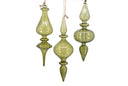 Green Transparent Finial Ornaments (Set of 3)