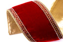 Red Velvet Ribbon w/ Crystal Jewel Trim