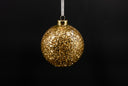 Glittered Gold & Clear Glass Ornament